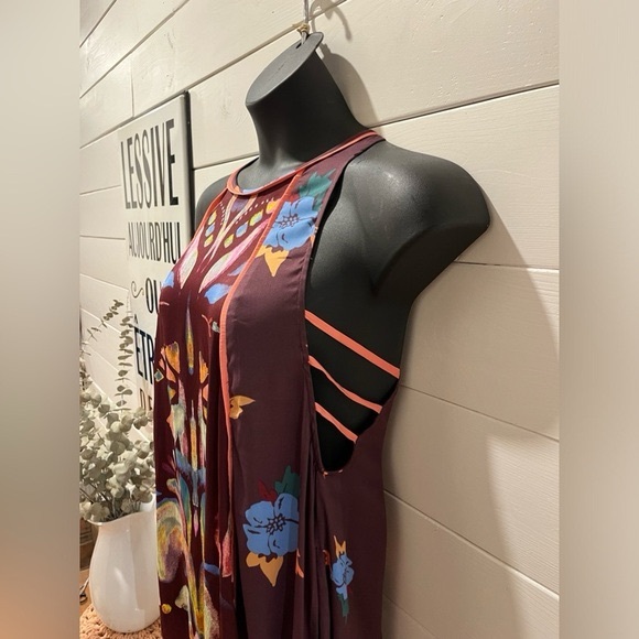 FREE PEOPLE burgundy satin tunic size S - Picture 3 of 8
